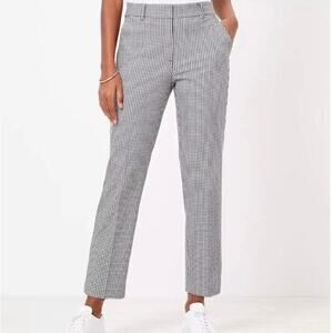 LOFT Sz 14 Perfect Straight Pants Slacks Gingham Stretch Double Weave NWT